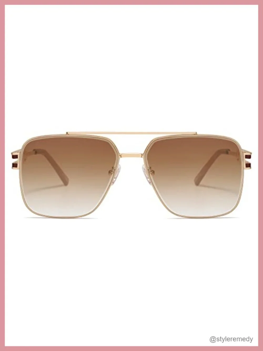 Retro Oversized Square Sunglasses UV400 Metal Frame Unisex